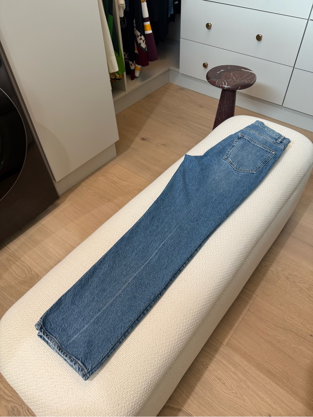 Reformation Straight Leg Jeans in Medium Blue Denim